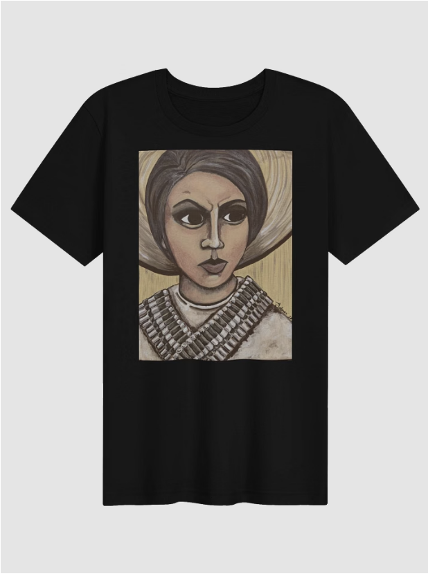 T-shirt printed with original art by M.G. Salazar